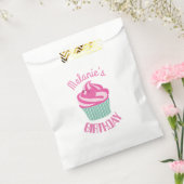 Custom Pink Birthday Cupcake Personalised Bedankzakje (Gezegeld)