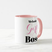 Custom Pink Black Girl Boss Elegant Script  Mok (Voorkant rechts)