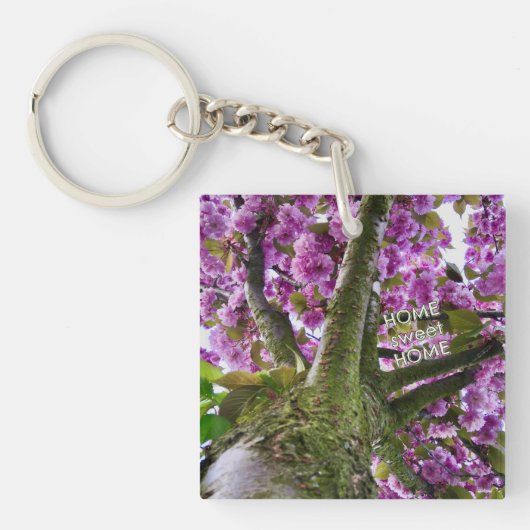 Custom Pink Blooming Tree Crown Photo - Sleutelhanger (voorkant)