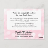Custom Pink Book Promotie Briefkaart voor Auteurs (Achterkant)