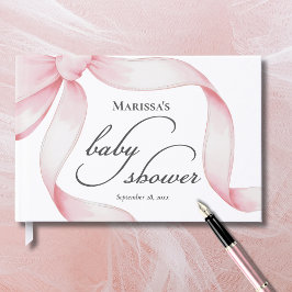 Custom Pink Bow Baby Shower Gastenboek
