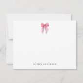 Custom Pink Bow Note Card Notitiekaartje (Voorkant)