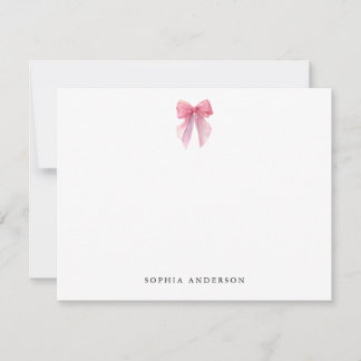 Custom Pink Bow Note Card Notitiekaartje