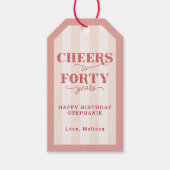 Custom Pink Cheers voor 40 jaar 40e verjaardag Cadeaulabel (Voorkant)