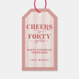 Custom Pink Cheers voor 40 jaar 40e verjaardag Cadeaulabel