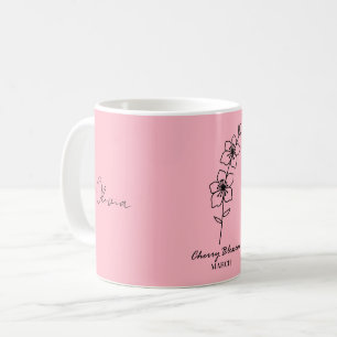 Custom Pink Cherry Blossom maart aangepaste naam M Koffiemok