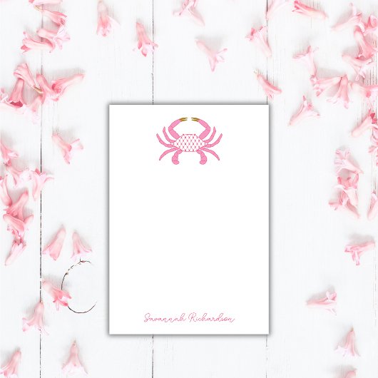 Custom Pink Crab, Coastal Sticky Notes