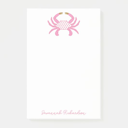Custom Pink Crab, Coastal Sticky Notes (Voorkant)