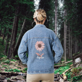 Custom Pink Daisy Denim Jacket
