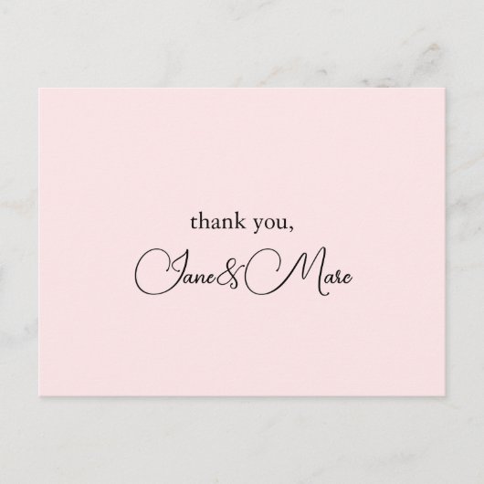Custom pink Elegant Calligraphy Thank You Cards Briefkaart (Voorkant)