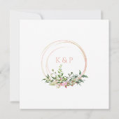 Custom Pink Elegant Garland Wreath Wedding Party Kaart (Achterkant)