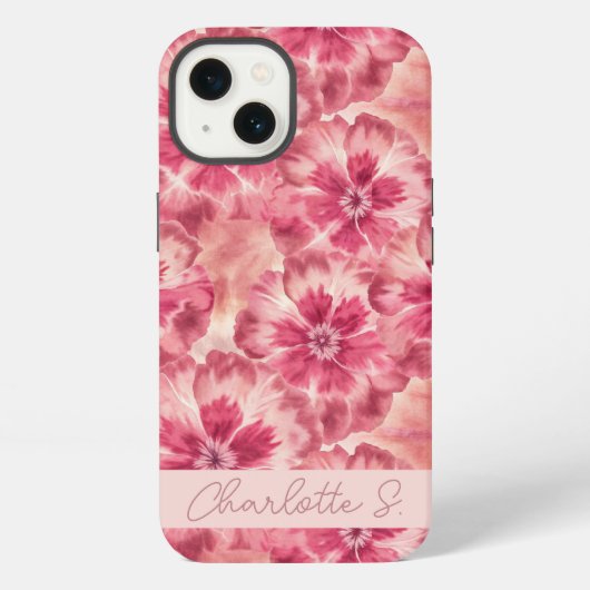 Custom Pink Floral Coquette iPhone Hoesje (Achterkant)