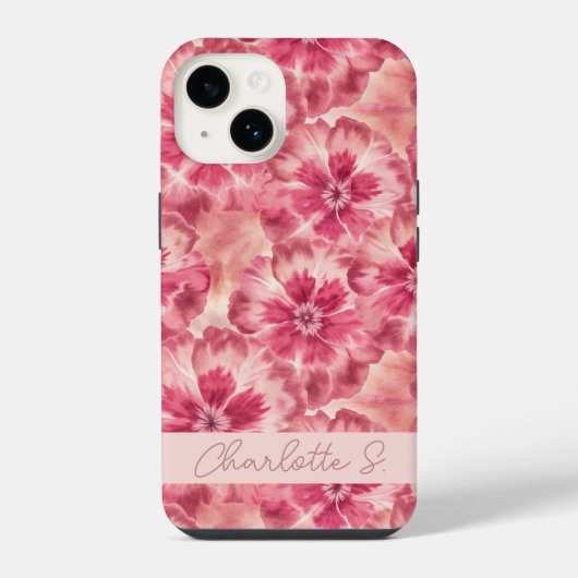Custom Pink Floral Coquette iPhone Hoesje (Achterkant)