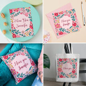 Custom Pink Floral Heart Ik hou van je Moederdag Tote Bag