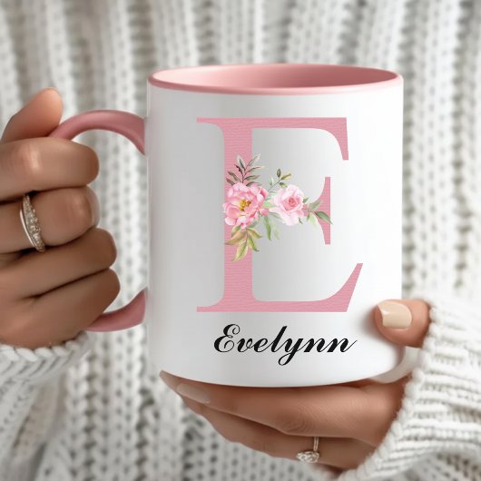 Custom Pink Floral Mug Gift for Mama or Grandma Mok