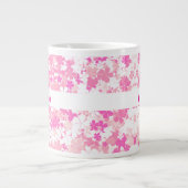 Custom Pink Floral Name Coffee Mug Grote Koffiekop (Voorkant)