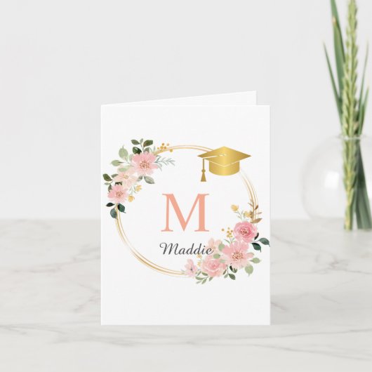 Custom Pink Girls Afstudeerfeest Bedankkaart (Voorkant)