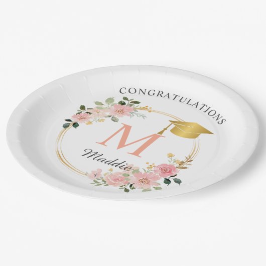 Custom Pink Girls Afstudeerfeest Papieren Bordje (Gekanteld)