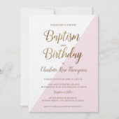 Custom Pink Gold Joint Doop en Verjaardag Kaart (Voorkant)