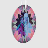 Custom Pink Gray Christmas Star Family Photo Gift Ornament (voorkant)