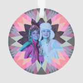 Custom Pink Gray Christmas Star Family Photo Gift Ornament (achterkant)