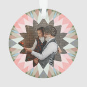 Custom Pink Gray Christmas Star Family Photo Gift Ornament (achterkant)