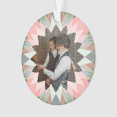 Custom Pink Gray Christmas Star Family Photo Gift Ornament (voorkant)