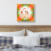 Custom Pink Green Christmas Star Family Photo Gift Canvas Afdruk (Insitu (Slaapkamer))