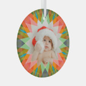 Custom Pink Green Christmas Star Photo Gift Tree Glas Ornament (Voorkant Rechts)