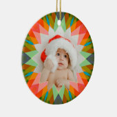 Custom Pink Green Christmas Star Photo Gift Tree Keramisch Ornament (Rechts)