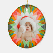 Custom Pink Green Christmas Star Photo Gift Tree Keramisch Ornament (Links)