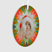 Custom Pink Green Christmas Star Photo Gift Tree Ornament (voorkant)