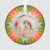 Custom Pink Green Christmas Star Photo Gift Tree Ornament (achterkant)