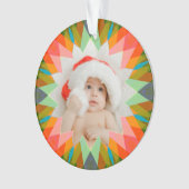 Custom Pink Green Christmas Star Photo Gift Tree Ornament (voorkant)