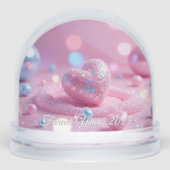 💖Custom Pink Heart Snow Globe –Romantic Gift Idea Sneeuwbol (Voorkant)
