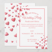 Custom Pink Heart Wedding Invitation Card Kaart (Voorkant / Achterkant)