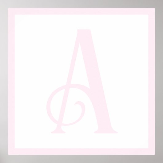 Custom Pink Letter A Monogram Retro Nursery Poster (Voorkant)