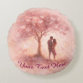 Custom Pink Love Tree Round Pillow Rond Kussen