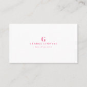 Custom Pink Monogram Modern Professional Visitekaartje (Voorkant)
