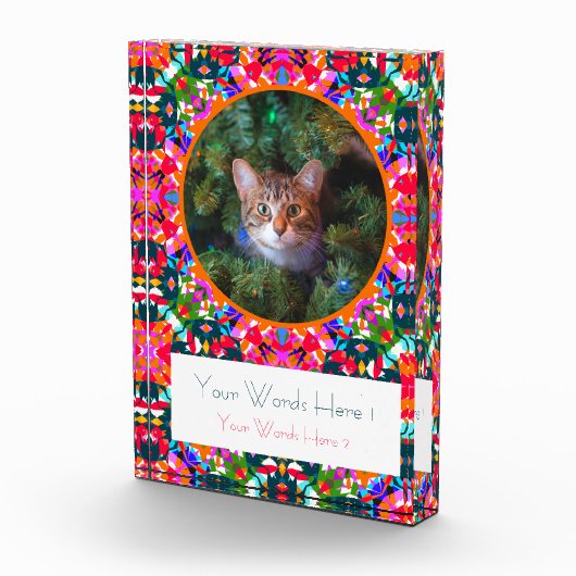 Custom Pink Orange Green Christmas Decor Gift Fotoblokken (Rechts)