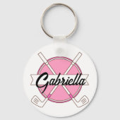 Custom Pink Personalized Golf Clubs Monogram  Sleutelhanger (Voorkant)
