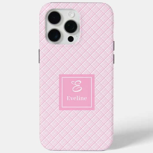 Custom Pink Plaid iPhone Case Elegant Phone Cover (Achterkant)