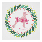 Custom Pink Poodle Silhouette Christmas Poster (Voorkant)