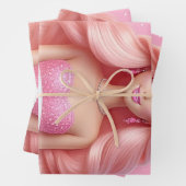 Custom Pink Princess Happy Birthday Inpakpapier Vel (In situ)