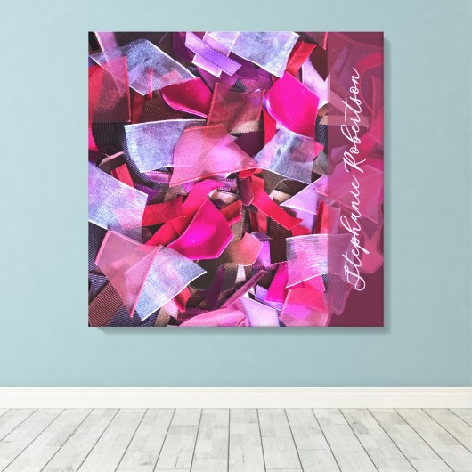 Custom Pink Purple Red Abstract 3D Effect Maximal Canvas Afdruk (Insitu (Houten vloer))