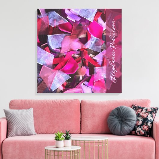 Custom Pink Purple Red Abstract 3D Effect Maximal Canvas Afdruk (Insitu (Woonkamer))