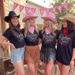 Custom Pink Rodeo Crew Bachelorette Party T-shirt<br><div class="desc">Celebrate your Last Rodeo in style with the Rodeo Crew t-shirt — a bold western-inspired piece made for bachelorette parties and unforgettable weekends with your girls. Featuring the signature Rodeo Crew rope-style lettering, this shirt is designed to stand out while staying easy to wear and style. Add a personal touch...</div>