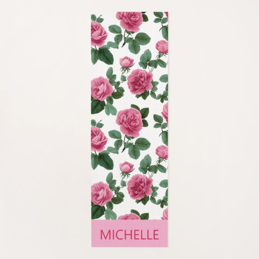 Custom Pink Rose Floral Pattern Yogamat (Voorkant)