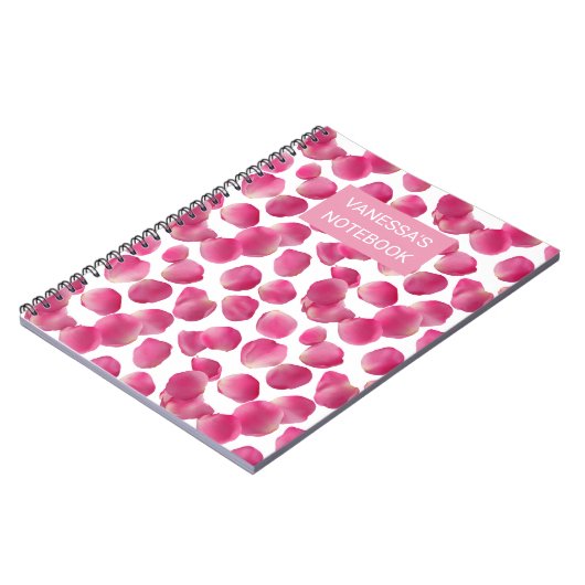 Custom Pink Rose Petals Pattern Notitieboek (Linkerzijde)