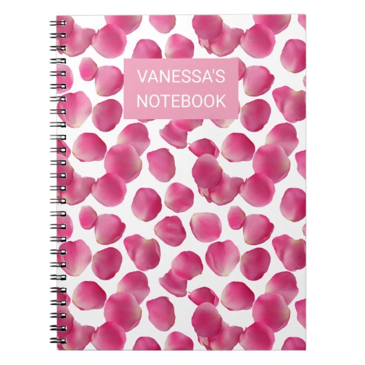 Custom Pink Rose Petals Pattern Notitieboek (Voorkant)